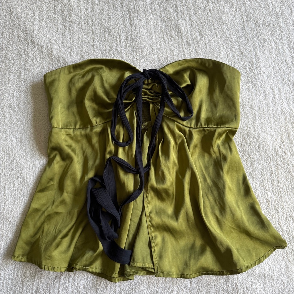 Urban Outfitters Olive Green Strapless Tube Top with Flare